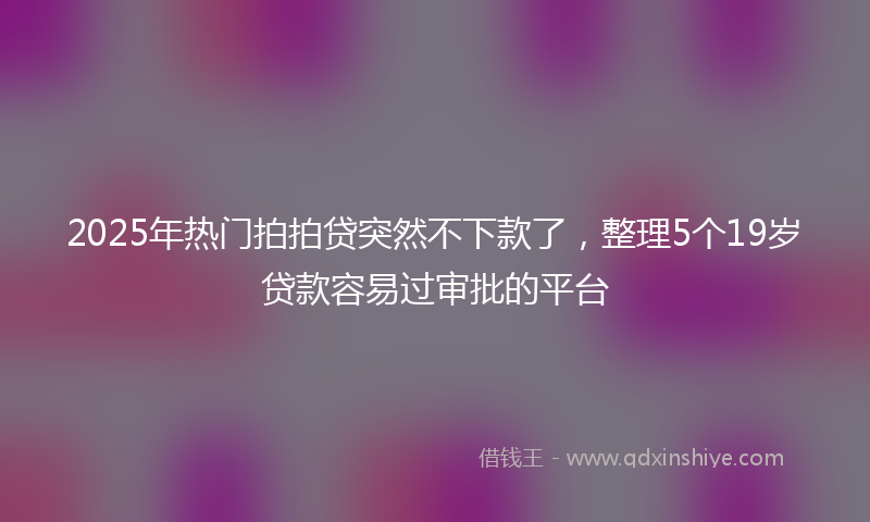 2025年热门拍拍贷突然不下款了，整理5个19岁贷款容易过审批的平台