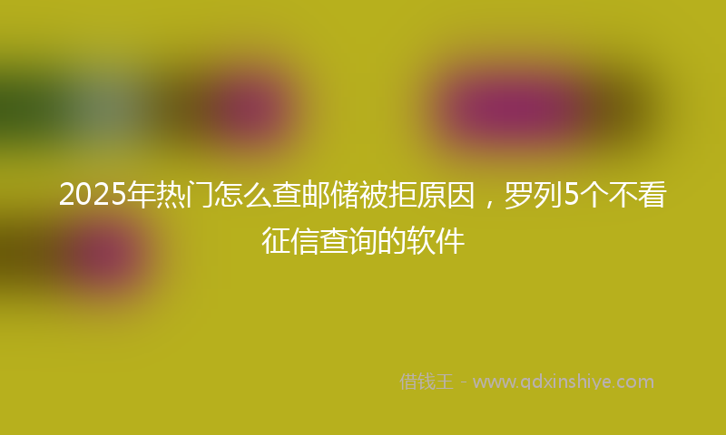 2025年热门怎么查邮储被拒原因，罗列5个不看征信查询的软件