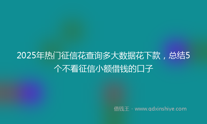 2025年热门征信花查询多大数据花下款，总结5个不看征信小额借钱的口子