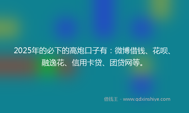 2025年的必下的高炮口子有：微博借钱、花呗、融逸花、信用卡贷、团贷网等。