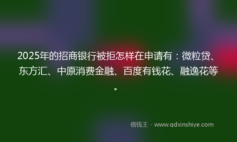 2025年的招商银行被拒怎样在申请有：微粒贷、东方汇、中原消费金融、百度有钱花、融逸花等。