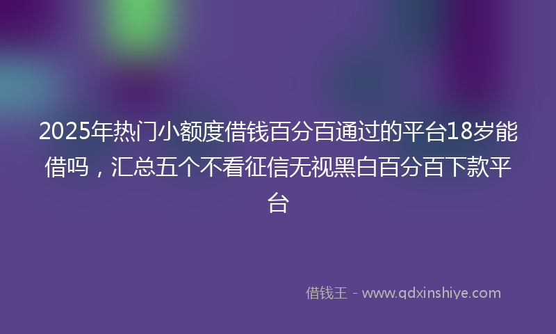 2025年热门小额度借钱百分百通过的平台18岁能借吗，汇总五个不看征信无视黑白百分百下款平台