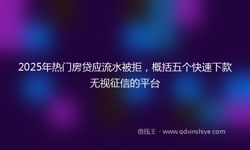 2025年热门房贷应流水被拒，概括五个快速下款无视征信的平台
