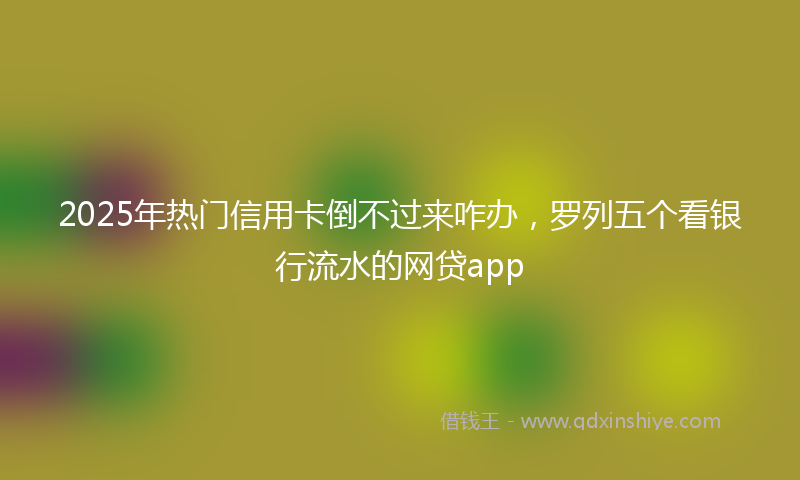 2025年热门信用卡倒不过来咋办，罗列五个看银行流水的网贷app
