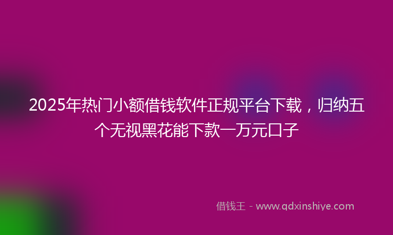 2025年热门小额借钱软件正规平台下载，归纳五个无视黑花能下款一万元口子