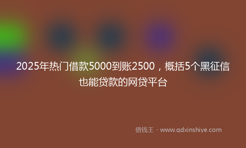2025年热门借款5000到账2500，概括5个黑征信也能贷款的网贷平台