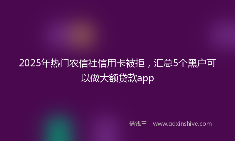 2025年热门农信社信用卡被拒，汇总5个黑户可以做大额贷款app