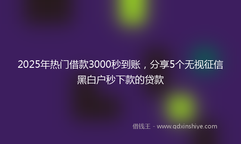 2025年热门借款3000秒到账，分享5个无视征信黑白户秒下款的贷款