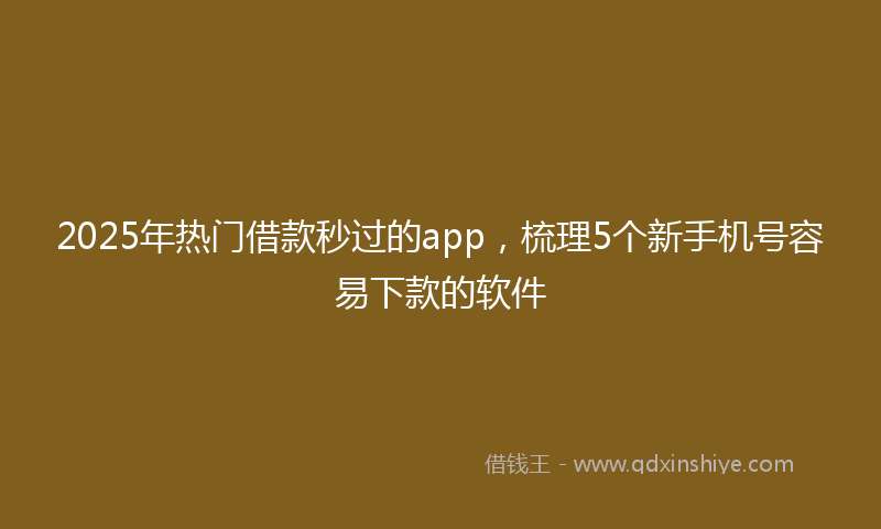 2025年热门借款秒过的app，梳理5个新手机号容易下款的软件