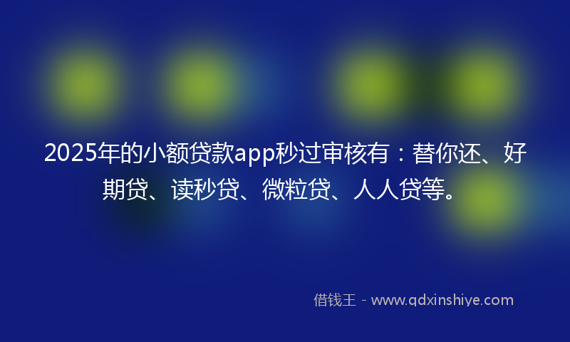 2025年的小额贷款app秒过审核有：替你还、好期贷、读秒贷、微粒贷、人人贷等。