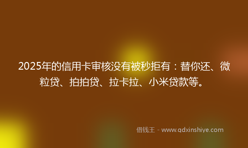 2025年的信用卡审核没有被秒拒有:替你还、微粒贷、拍拍贷、拉卡拉、小米贷款等。