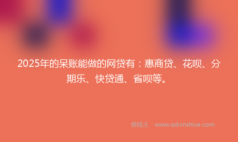 2025年的呆账能做的网贷有：惠商贷、花呗、分期乐、快贷通、省呗等。