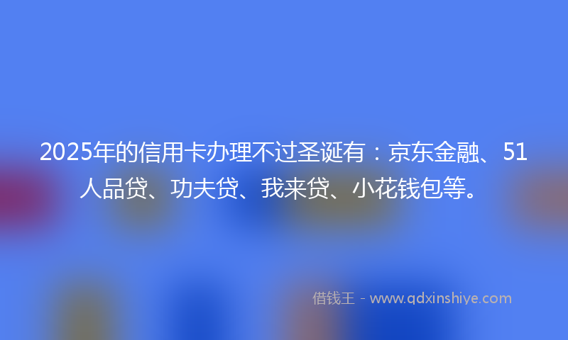 2025年的信用卡办理不过圣诞有：京东金融、51人品贷、功夫贷、我来贷、小花钱包等。