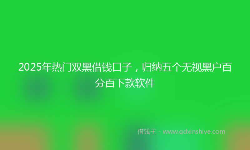 2025年热门双黑借钱口子，归纳五个无视黑户百分百下款软件