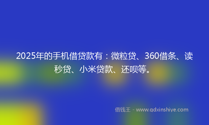 2025年的手机借贷款有：微粒贷、360借条、读秒贷、小米贷款、还呗等。