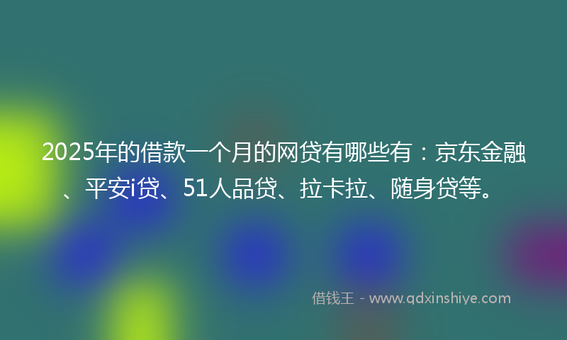 2025年的借款一个月的网贷有哪些有：京东金融、平安i贷、51人品贷、拉卡拉、随身贷等。