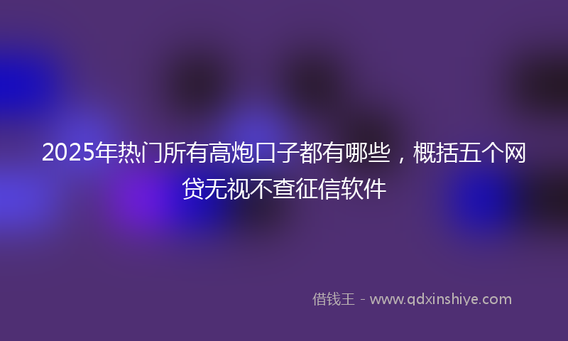2025年热门所有高炮口子都有哪些，概括五个网贷无视不查征信软件