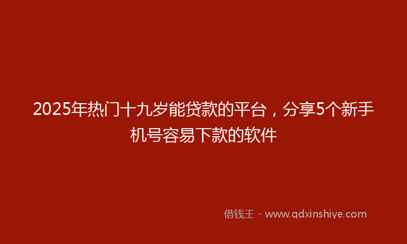 2025年热门十九岁能贷款的平台，分享5个新手机号容易下款的软件