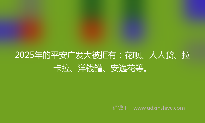 2025年的平安广发大被拒有：花呗、人人贷、拉卡拉、洋钱罐、安逸花等。