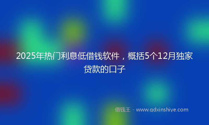 2025年热门利息低借钱软件，概括5个12月独家贷款的口子