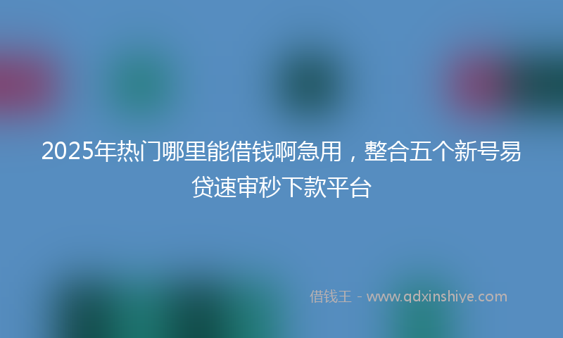 2025年热门哪里能借钱啊急用，整合五个新号易贷速审秒下款平台