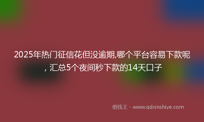 2025年热门征信花但没逾期,哪个平台容易下款呢，汇总5个夜间秒下款的14天口子