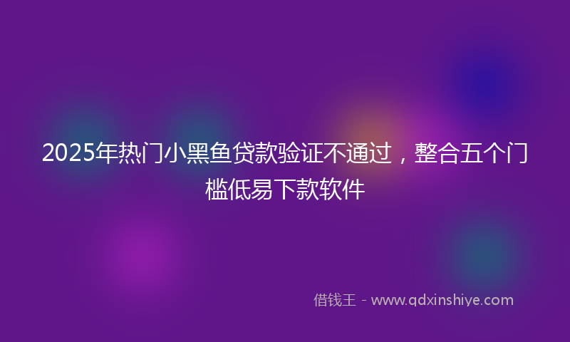 2025年热门小黑鱼贷款验证不通过，整合五个门槛低易下款软件