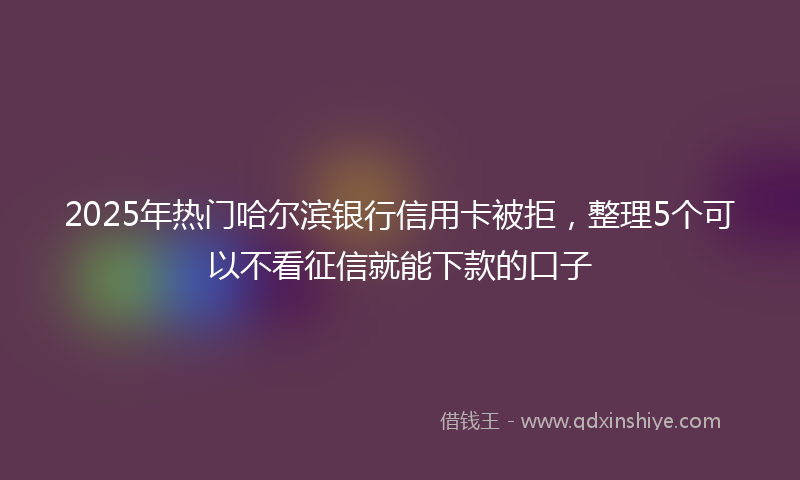 2025年热门哈尔滨银行信用卡被拒，整理5个可以不看征信就能下款的口子