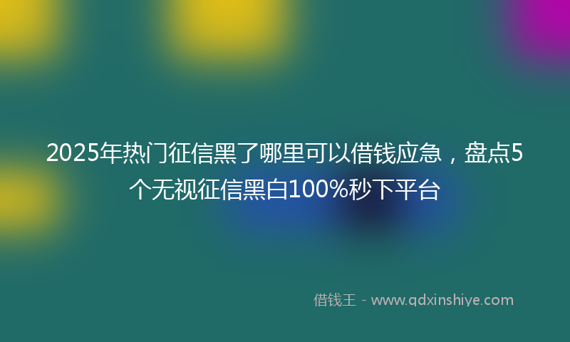 2025年热门征信黑了哪里可以借钱应急，盘点5个无视征信黑白100%秒下平台