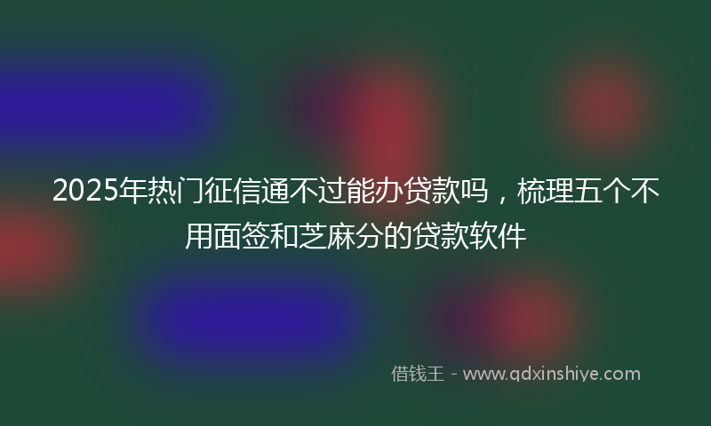 2025年热门征信通不过能办贷款吗，梳理五个不用面签和芝麻分的贷款软件