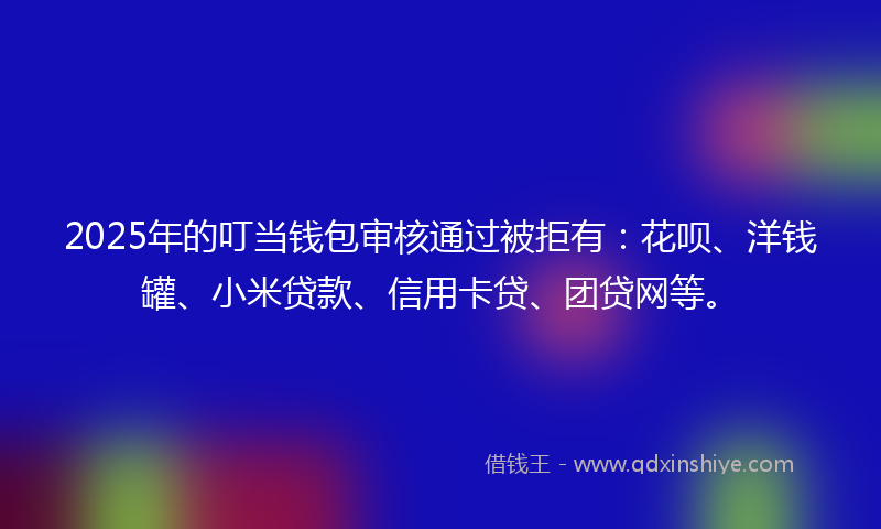 2025年的叮当钱包审核通过被拒有：花呗、洋钱罐、小米贷款、信用卡贷、团贷网等。