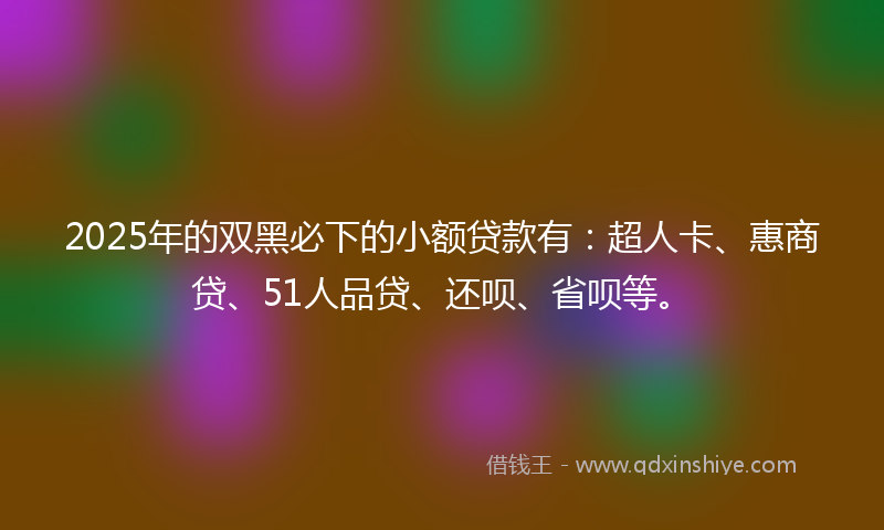 2025年的双黑必下的小额贷款有：超人卡、惠商贷、51人品贷、还呗、省呗等。