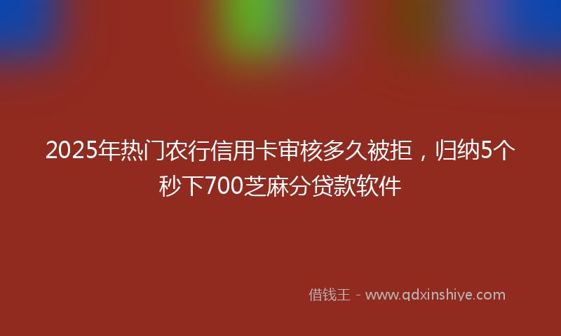 2025年热门农行信用卡审核多久被拒，归纳5个秒下700芝麻分贷款软件