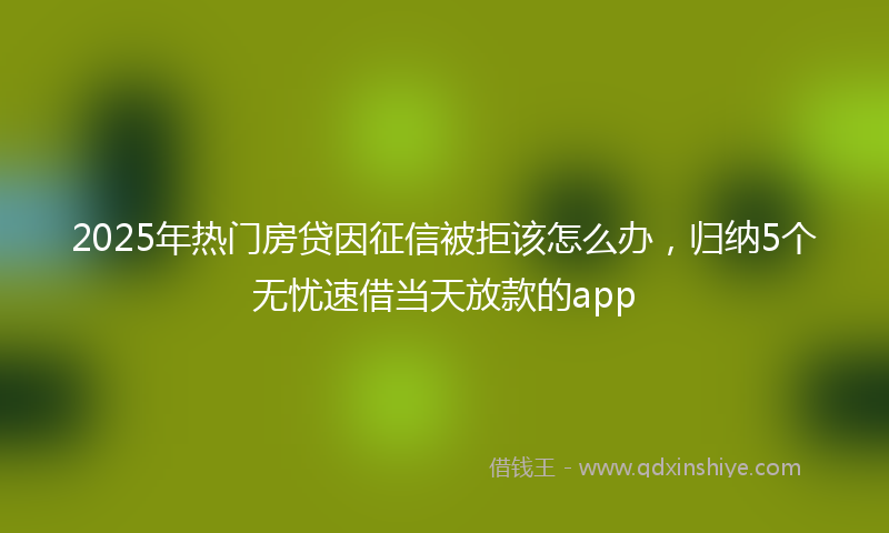 2025年热门房贷因征信被拒该怎么办，归纳5个无忧速借当天放款的app