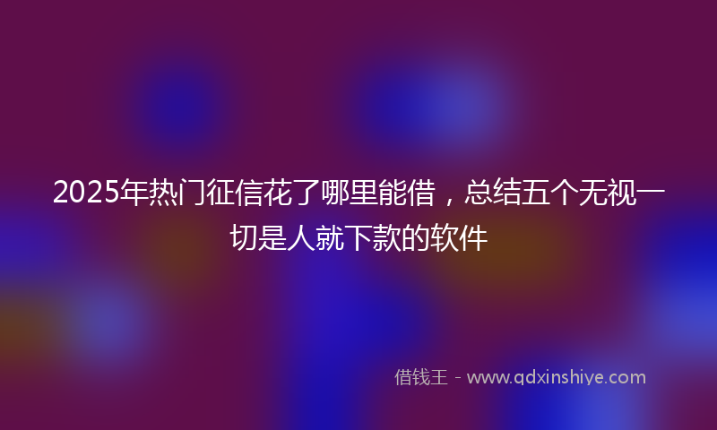 2025年热门征信花了哪里能借，总结五个无视一切是人就下款的软件
