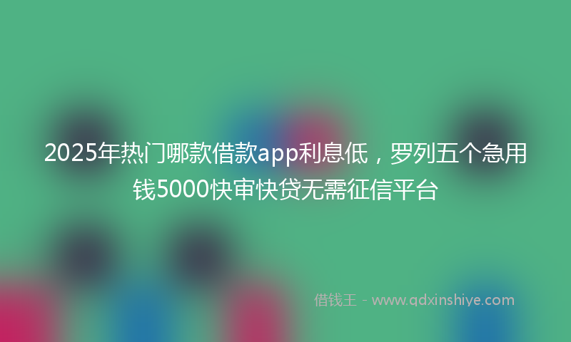 2025年热门哪款借款app利息低，罗列五个急用钱5000快审快贷无需征信平台