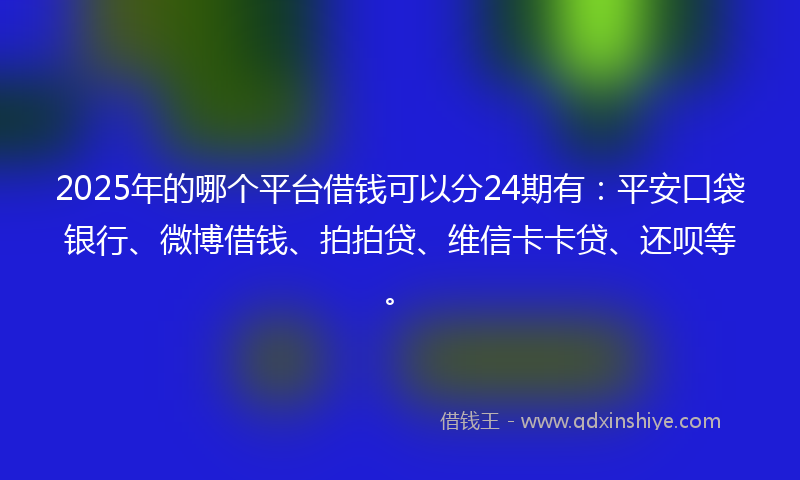 2025年的哪个平台借钱可以分24期有：平安口袋银行、微博借钱、拍拍贷、维信卡卡贷、还呗等。