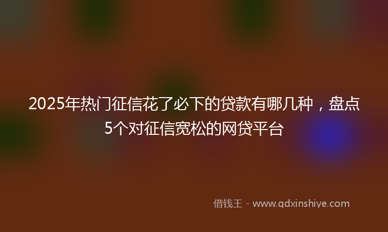 2025年热门征信花了必下的贷款有哪几种，盘点5个对征信宽松的网贷平台