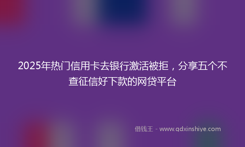 2025年热门信用卡去银行激活被拒，分享五个不查征信好下款的网贷平台