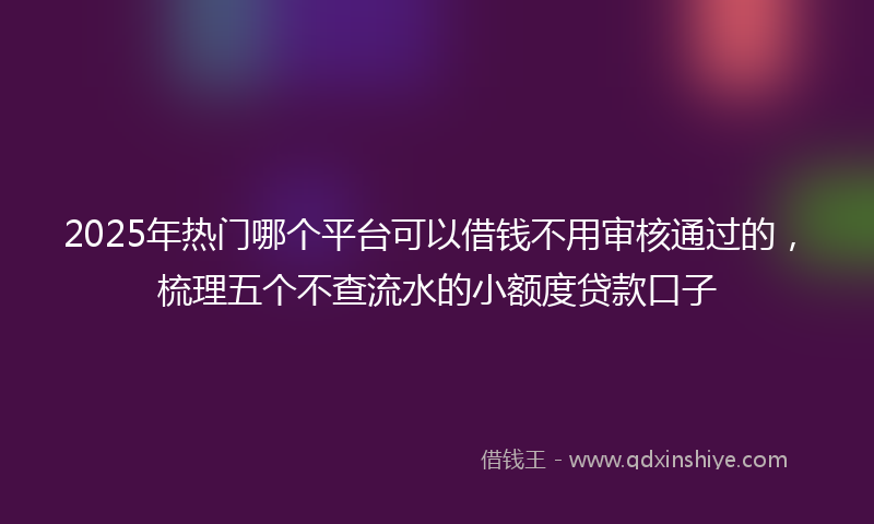 2025年热门哪个平台可以借钱不用审核通过的，梳理五个不查流水的小额度贷款口子