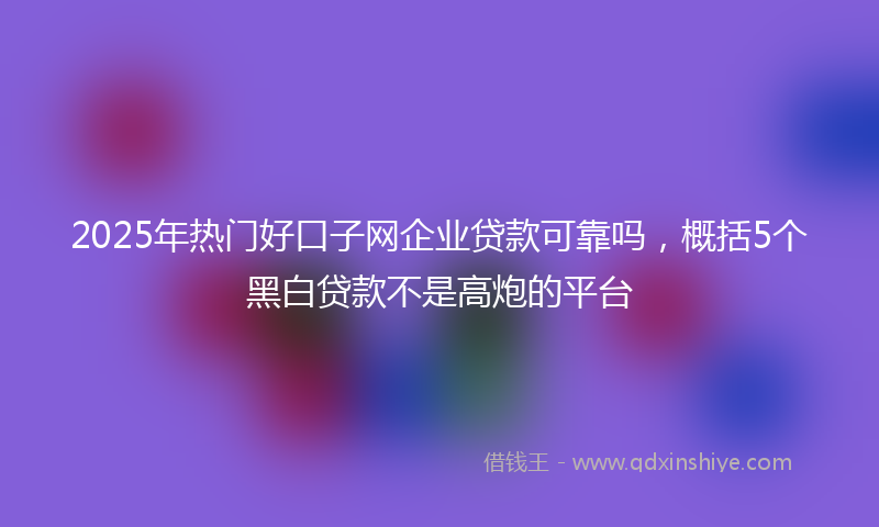 2025年热门好口子网企业贷款可靠吗，概括5个黑白贷款不是高炮的平台