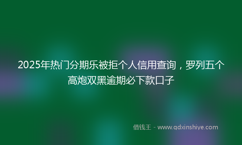 2025年热门分期乐被拒个人信用查询，罗列五个高炮双黑逾期必下款口子