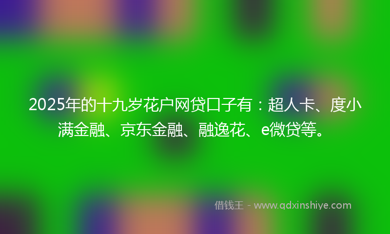 2025年的十九岁花户网贷口子有：超人卡、度小满金融、京东金融、融逸花、e微贷等。