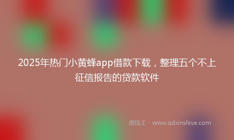 2025年热门小黄蜂app借款下载，整理五个不上征信报告的贷款软件