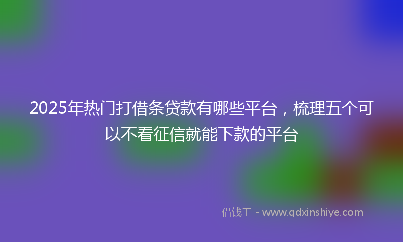 2025年热门打借条贷款有哪些平台，梳理五个可以不看征信就能下款的平台