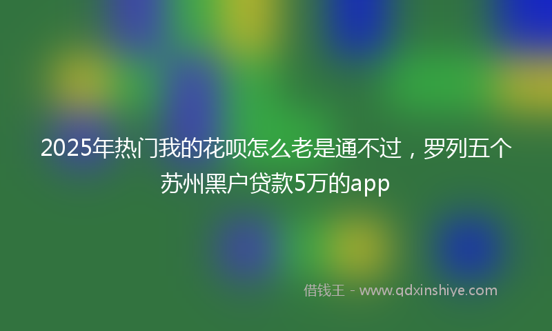 2025年热门我的花呗怎么老是通不过，罗列五个苏州黑户贷款5万的app