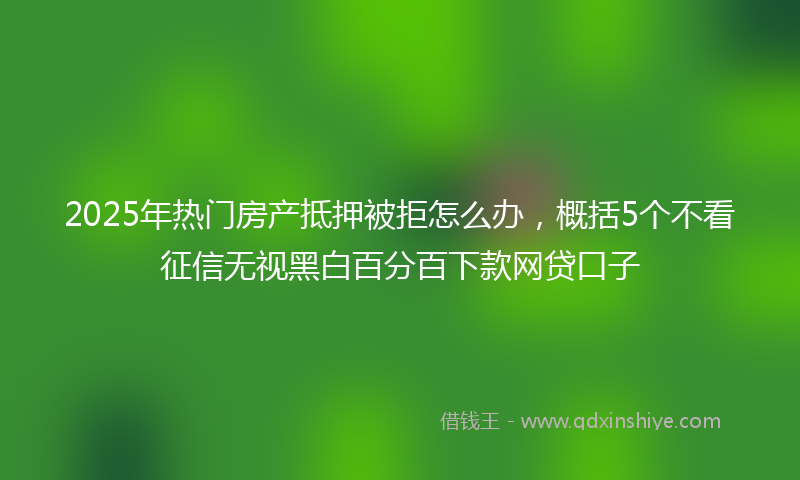 2025年热门房产抵押被拒怎么办，概括5个不看征信无视黑白百分百下款网贷口子