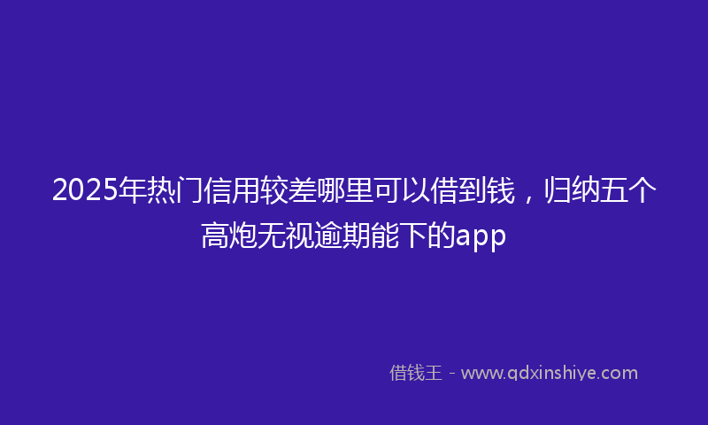 2025年热门信用较差哪里可以借到钱，归纳五个高炮无视逾期能下的app