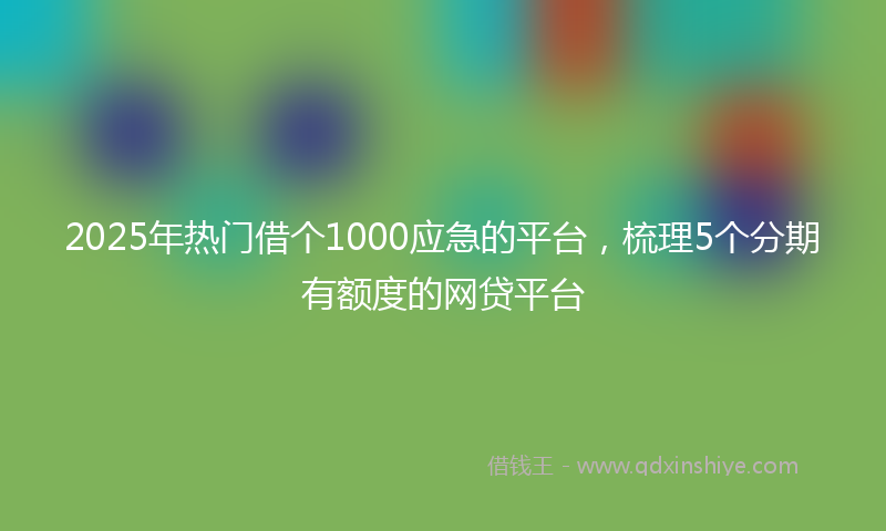 2025年热门借个1000应急的平台，梳理5个分期有额度的网贷平台