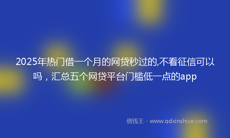 2025年热门借一个月的网贷秒过的,不看征信可以吗，汇总五个网贷平台门槛低一点的app